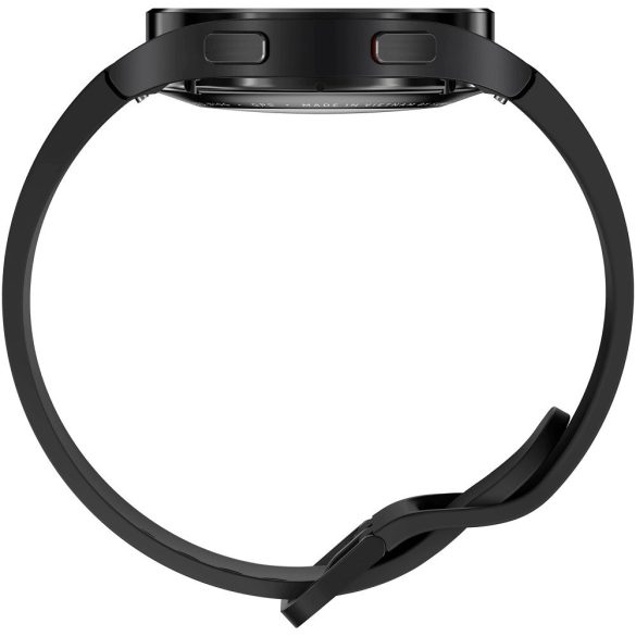 Bluetooth okosóra, szilikon szíj, alumínium keret, v5.0, eSim, aktivitás és egészség mérő, vízálló, hangszóró, Samsung Galaxy Watch 4 (44mm) SM-R875 (LTE), fekete, gyári