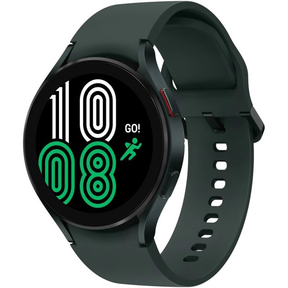 Bluetooth okosóra, szilikon szíj, alumínium keret, v5.0, eSim, aktivitás és egészség mérő, vízálló, hangszóró, Samsung Galaxy Watch 4 (44mm) SM-R875 (LTE), zöld, gyári