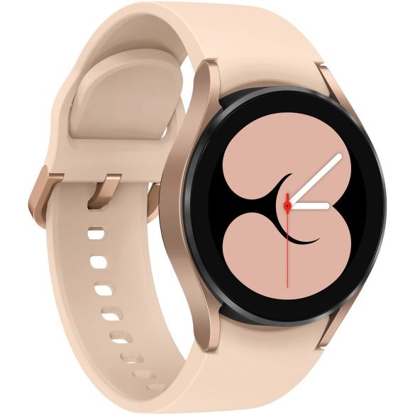 Bluetooth okosóra, szilikon szíj, alumínium keret, v5.0, eSim, aktivitás és egészség mérő, vízálló, hangszóró, Samsung Galaxy Watch 4 (40mm) SM-R865 (LTE), vörösarany, gyári