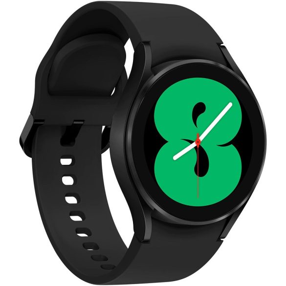Bluetooth okosóra, szilikon szíj, alumínium keret, v5.0, eSim, aktivitás és egészség mérő, vízálló, hangszóró, Samsung Galaxy Watch 4 (40mm) SM-R865 (LTE), fekete, gyári