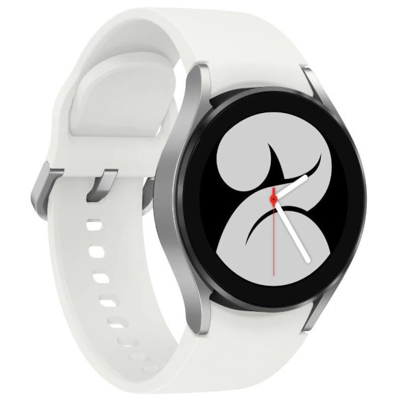 Bluetooth okosóra, szilikon szíj, alumínium keret, v5.0, eSim, aktivitás és egészség mérő, vízálló, hangszóró, Samsung Galaxy Watch 4 (40mm) SM-R865 (LTE), ezüst, gyári