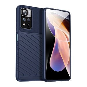 Xiaomi Redmi Note 11 Pro / Note 11 Pro 5G / Note 11E Pro / Note 12 Pro 4G, Szilikon tok, közepesen ütésálló, domború csíkos minta, sötétkék