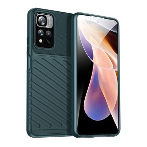 Xiaomi Redmi Note 11 Pro / Note 11 Pro 5G / Note 11E Pro / Note 12 Pro 4G, Szilikon tok, közepesen ütésálló, domború csíkos minta, zöld