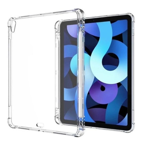 Apple iPad Mini (2021) (8.3), Szilikon tok, közepesen ütésálló, légpárnás sarok, Apple Pencil tartóval, átlátszó