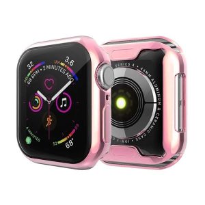 Apple Watch 7 (41mm), Szilikon védőkeret, közepesen ütésálló, szíj nélkül, rózsaszín