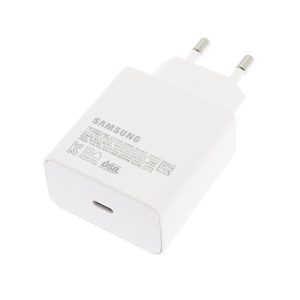 Hálózati töltő adapter, 65W, USB Type-C aljzat, PD, gyorstöltés, Samsung, fehér, gyári