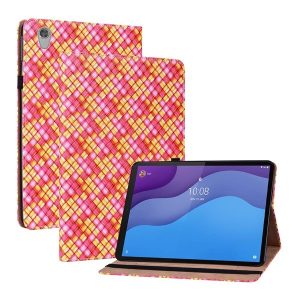 Lenovo Tab M10 HD (10.1) (2. generáció) TB-X306F, mappa tok, stand, fonott minta, mintás/rózsaszín