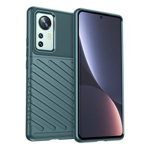 Xiaomi 12 Pro / 12 Pro (Dimensity) / 12S Pro, Szilikon tok, közepesen ütésálló, domború csíkos minta, zöld