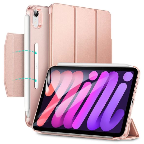 Apple iPad Mini (2021 / 2024) (8.3), mappa tok, Smart Case, Apple Pencil tartóval, mágneses csattal, ESR Ascend, vörösarany