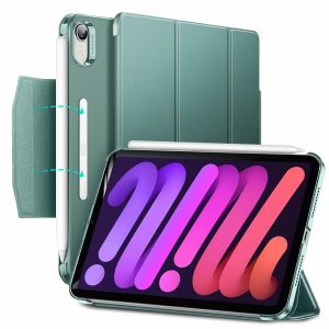 Apple iPad Mini (2021 / 2024) (8.3), mappa tok, Smart Case, Apple Pencil tartóval, mágneses csattal, ESR Ascend, sötétzöld