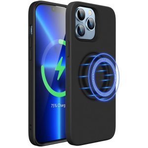 Apple iPhone 13 Pro Max, Szilikon tok, mikrofiber belső, Magsafe töltővel kompatibilis, ESR Cloud Soft Silicone HaloLock, fekete