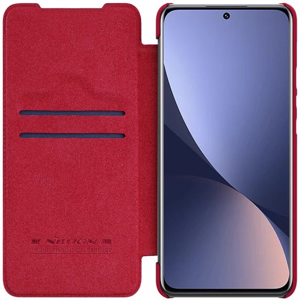 Xiaomi 12 / 12X / 12S, Oldalra nyíló tok, Nillkin Qin, piros