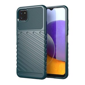 Samsung Galaxy A22 5G SM-A226B, Szilikon tok, közepesen ütésálló, domború csíkos minta, zöld