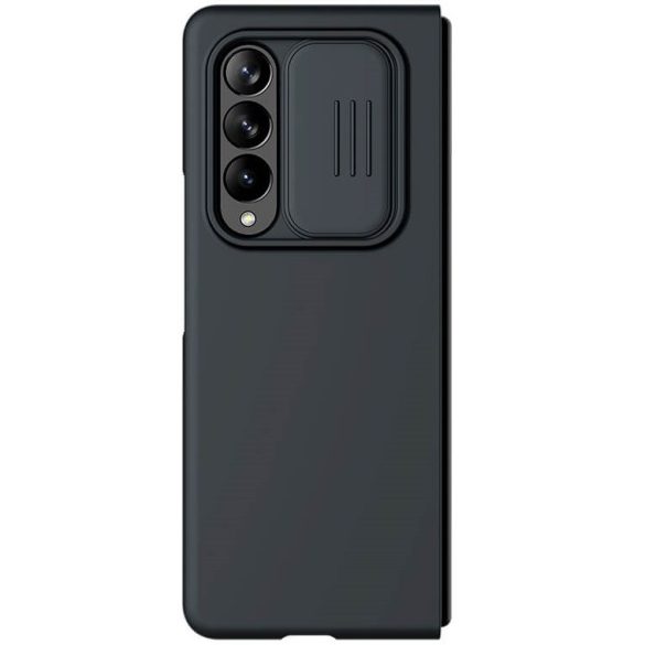 Samsung Galaxy Z Fold3 5G SM-F926B, Szilikon tok, közepesen ütésálló, kamera védelem, Nillkin CamShield Silky, fekete