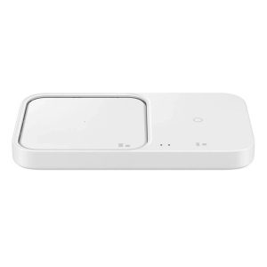 Univerzális vezeték nélküli töltő állomás 2in1, Qi Wireless, 15W, gyorstöltés, LED-es, Samsung Duo, gyári, fehér