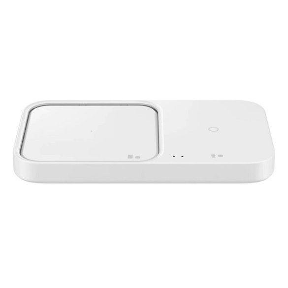 Univerzális vezeték nélküli töltő állomás 2in1, Qi Wireless, 15W, gyorstöltés, LED-es, Samsung Duo, gyári, fehér