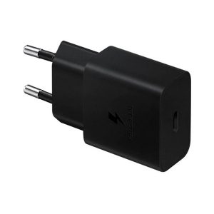 Hálózati töltő adapter, 15W, USB Type-C aljzat, PD, gyorstöltés, Samsung, fekete, gyári