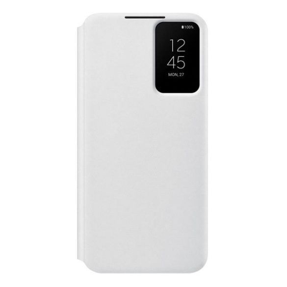 Samsung Galaxy S22 Plus 5G SM-S906, Oldalra nyíló tok, hívás mutatóval, Clear View Cover, fehér, gyári