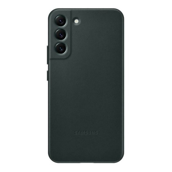 Samsung Galaxy S22 Plus 5G SM-S906, Műanyag hátlap védőtok, bőr hátlap, sötétzöld, gyári