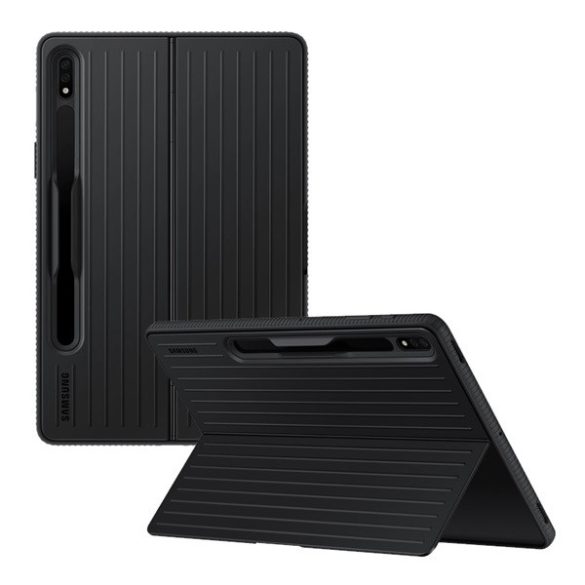 Samsung Galaxy Tab S8 11.0 SM-X700 / X706, Műanyag hátlap védőtok, dupla rétegű, gumírozott, stand, fekete, gyári