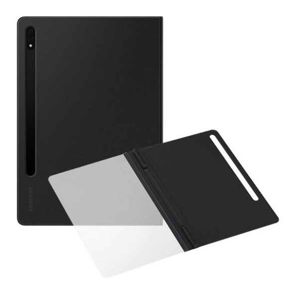 Samsung Galaxy Tab S7 11.0 / Tab S8 11.0, mappa tok, átlátszó előlap, érintőceruza tartó, Note View Cover, fekete, gyári