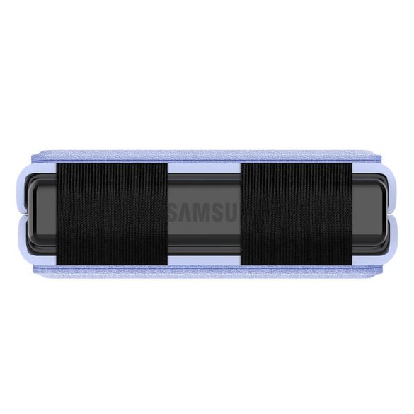 Samsung Galaxy Z Flip3 5G SM-F711B, Műanyag hátlap védőtok, bőrhatású hátlap, kitámasztóval, Nillkin Qin Vegan, lila
