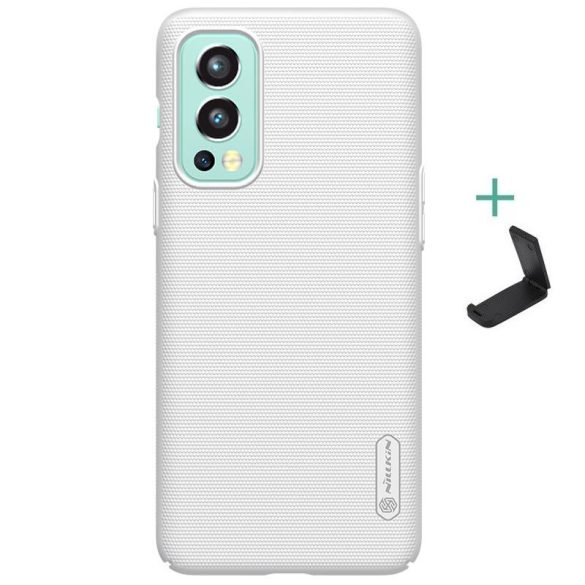 OnePlus Nord 2 5G, Műanyag hátlap védőtok, stand, Nillkin Super Frosted, fehér