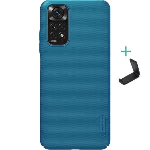 Xiaomi Redmi Note 11 / Note 11S, Műanyag hátlap védőtok, stand, Nillkin Super Frosted, zöldes-kék