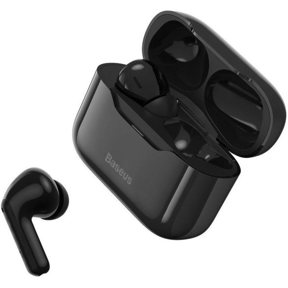 Bluetooth sztereó fülhallgató, v5.1, TWS, töltőtok, érintés vezérlés, zajszűrővel, Baseus Simu S1, fekete