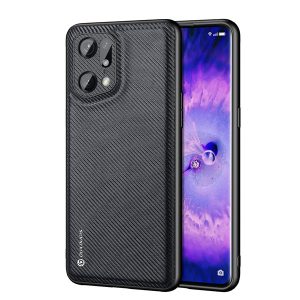 Oppo Find X5 Pro, Műanyag hátlap védőtok + szilikon keret, fényvisszaverő szövet hátlap, rács minta, Dux Ducis Fino, fekete