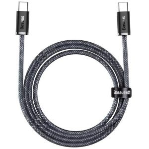 USB Type-C töltő- és adatkábel, USB Type-C, 200 cm, 5000 mA, 100W, gyorstöltés, PD, cipőfűző minta, Baseus Dynamic, CALD000316, szürke