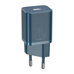 Hálózati töltő adapter, 20W, USB Type-C aljzat, gyorstöltés, PD, Baseus Si, sötétkék