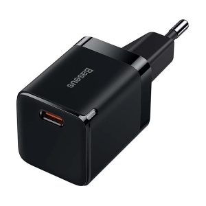 Hálózati töltő adapter, 30W, USB Type-C aljzat, gyorstöltés, PD 3.0, QC 4 Plus, GaN3, Baseus, fekete