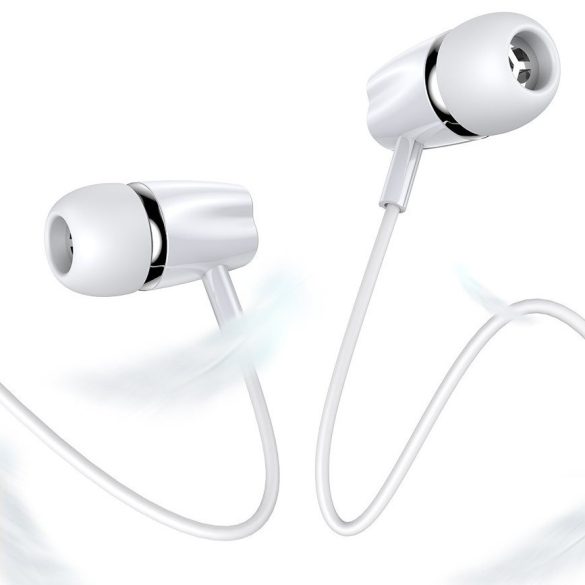 Vezetékes sztereó fülhallgató, 3.5 mm, mikrofon, funkció gomb, hangerő szabályzó, Joyroom, EL114, fehér