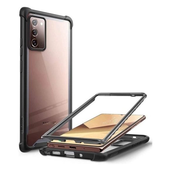 Samsung Galaxy Note 20 / 20 5G SM-N980 / N981, Műanyag hátlap védőtok (elő- és hátlapi), közepesen ütésálló, SupCase IBLSN, átlátszó/fekete