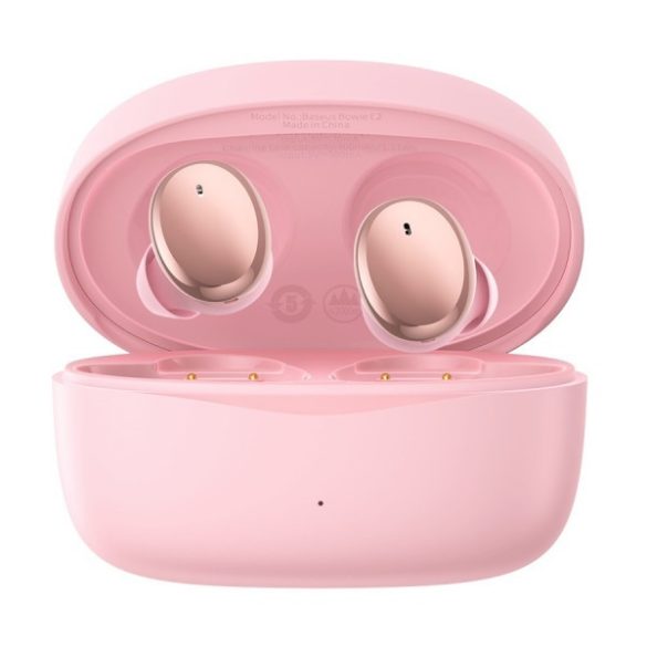 Bluetooth sztereó fülhallgató, v5.2, TWS, töltőtok, vízálló, Baseus Bowie E2, rózsaszín