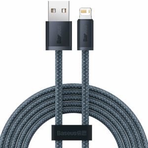 USB töltő- és adatkábel, Lightning, 200 cm, 2400 mA, gyorstöltés, cipőfűző minta, Baseus Dynamic, CALD000516, szürke