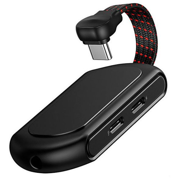 Audió és töltő adapter 3in1, elosztó, USB Type-C - USB Type-C töltő + USB Type-C audió + 3.5 mm jack átalakító, RGB világítás, Baseus Gamo L47, fekete
