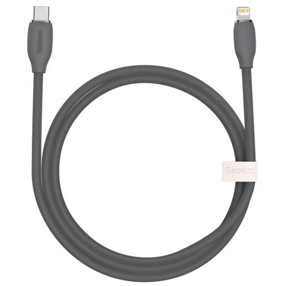 USB Type-C töltő- és adatkábel, Lightning, 120 cm, 20W, gyorstöltés, PD, Baseus Jelly Liquid Silica Gel, CAGD020001, fekete