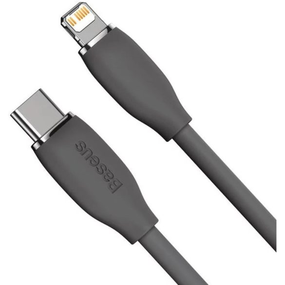 USB Type-C töltő- és adatkábel, Lightning, 120 cm, 20W, gyorstöltés, PD, Baseus Jelly Liquid Silica Gel, CAGD020001, fekete