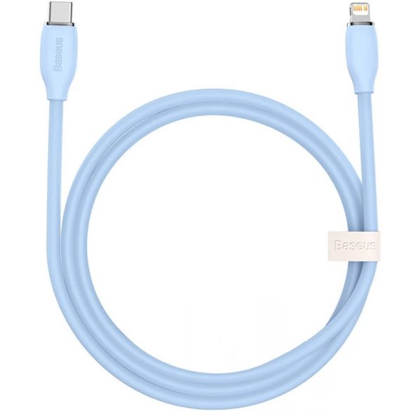 USB Type-C töltő- és adatkábel, Lightning, 120 cm, 20W, gyorstöltés, PD, Baseus Jelly Liquid Silica Gel, CAGD020003, világoskék