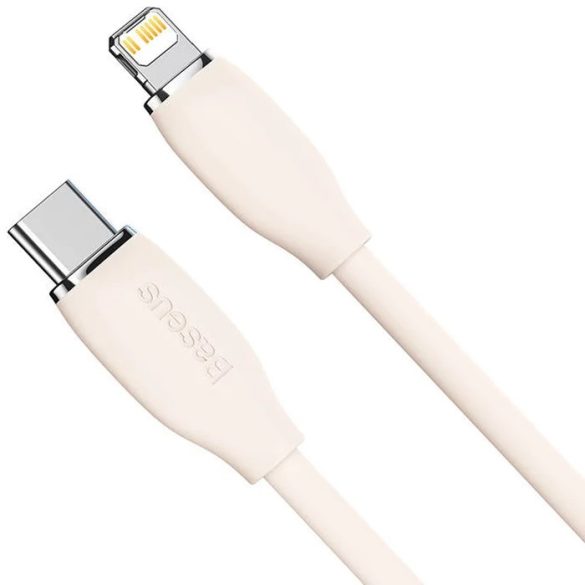 USB Type-C töltő- és adatkábel, Lightning, 200 cm, 20W, gyorstöltés, PD, Baseus Jelly Liquid Silica Gel, CAGD020104, rózsaszín