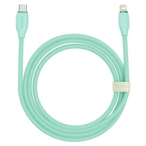 USB Type-C töltő- és adatkábel, Lightning, 200 cm, 20W, gyorstöltés, PD, Baseus Jelly Liquid Silica Gel, CAGD020106, világoszöld