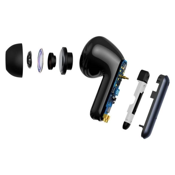 Bluetooth sztereó fülhallgató, v5.1, TWS, töltőtok, érintés vezérlés, zajszűrővel, Baseus Simu S1 Pro, szürke