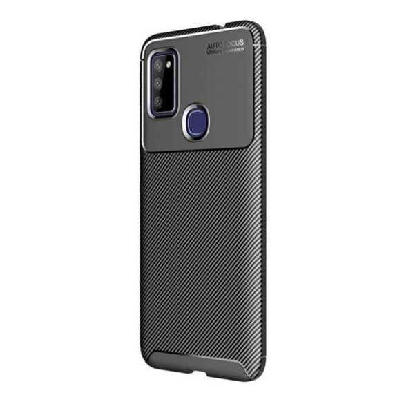 Samsung Galaxy M51 SM-M515F, Szilikon tok, közepesen ütésálló, légpárnás sarok, karbon minta, fekete