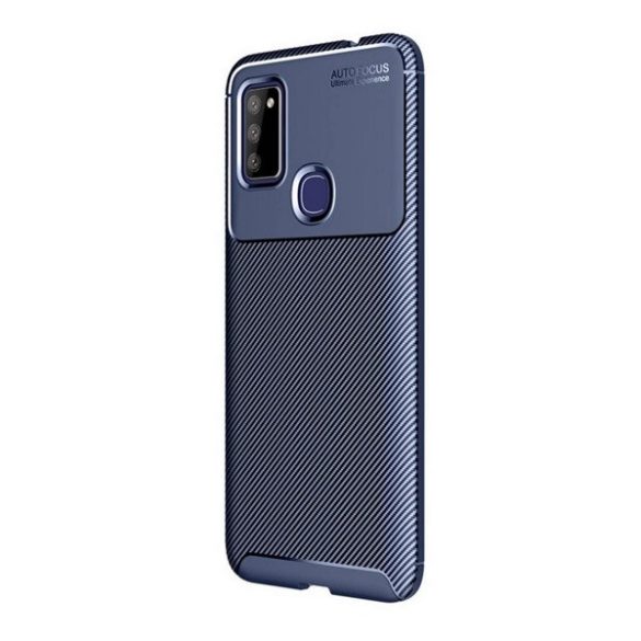 Samsung Galaxy M51 SM-M515F, Szilikon tok, közepesen ütésálló, légpárnás sarok, karbon minta, sötétkék
