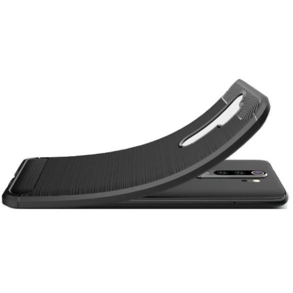 Sony Xperia 10 IV, Szilikon tok, közepesen ütésálló, szálcsiszolt, karbon minta, fekete
