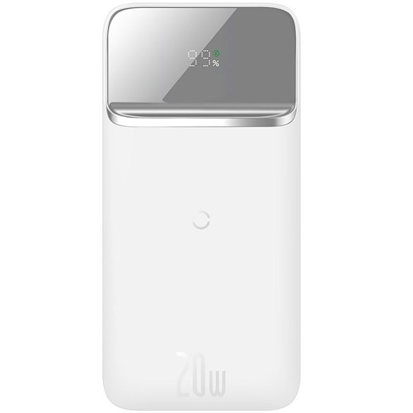 Külső akkumulátor, 10000 mAh, 20W, Telefonhoz és TabletPC-hez, USB aljzat, USB Type-C aljzat, LED kijelző, Magsafe kompatibilis töltővel, gyorstöltés, Baseus Magnetic, PPCX010102, fehér