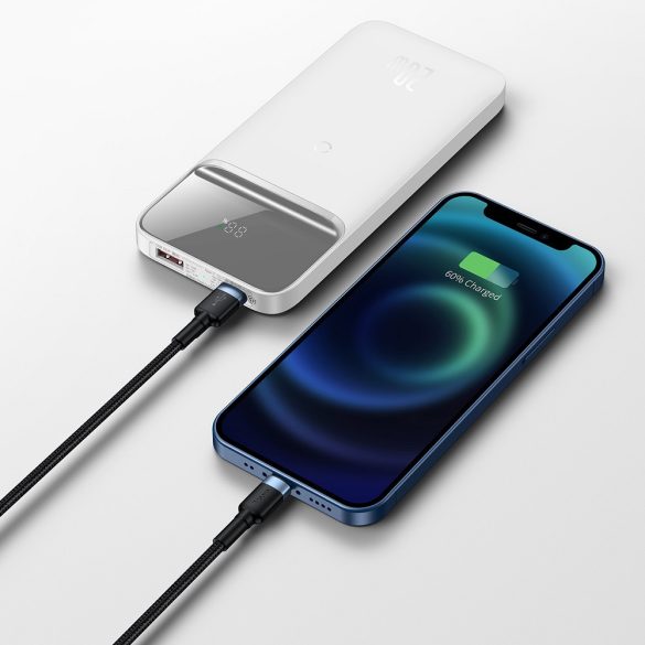 Külső akkumulátor, 10000 mAh, 20W, Telefonhoz és TabletPC-hez, USB aljzat, USB Type-C aljzat, LED kijelző, Magsafe kompatibilis töltővel, gyorstöltés, Baseus Magnetic, PPCX010102, fehér