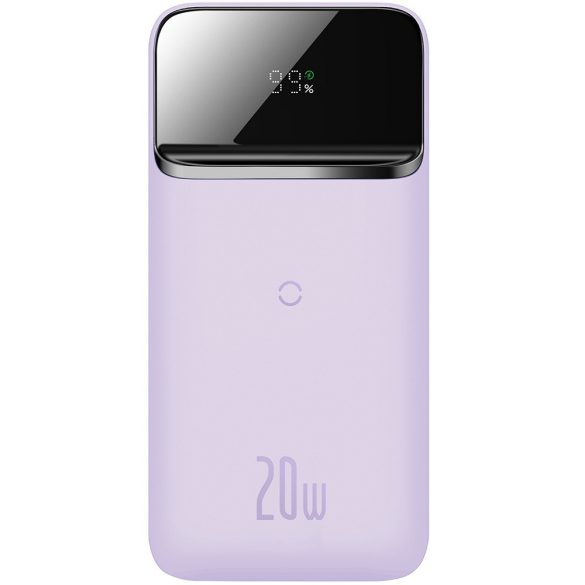 Külső akkumulátor, 10000 mAh, 20W, Telefonhoz és TabletPC-hez, USB aljzat, USB Type-C aljzat, LED kijelző, Magsafe kompatibilis töltővel, gyorstöltés, Baseus Magnetic, PPCX010105, lila